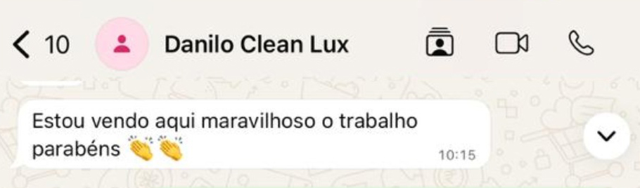 Depoimento de cliente 2 via WhatsApp