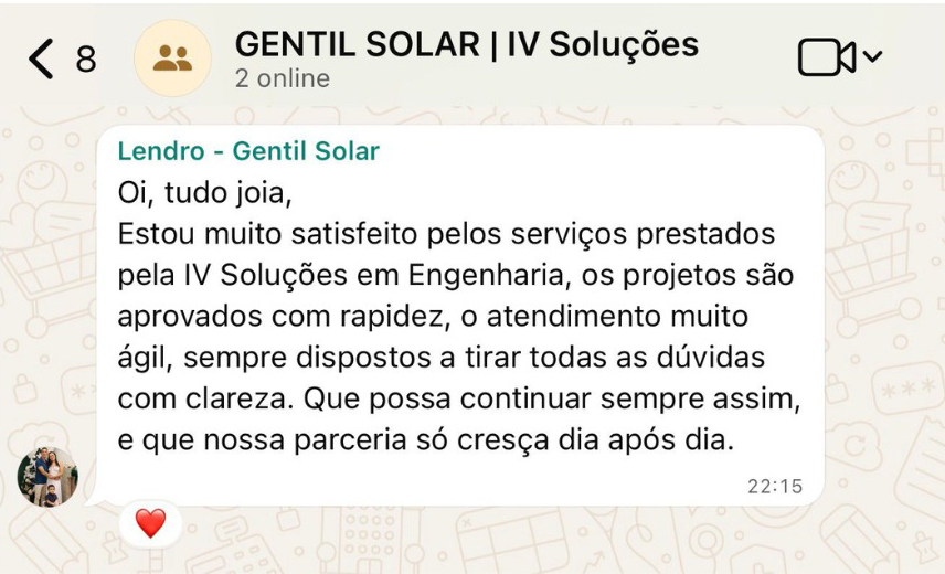 Depoimento de cliente 3 via WhatsApp